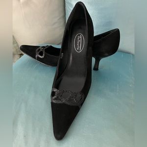 Talbots Black Suede/ Leather Trim Pumps